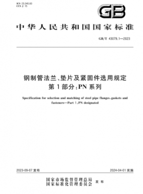 鋼制管法蘭、墊片及緊固件選用規(guī)定 第1部分：PN系列國標(biāo)/T 43079.1-2023